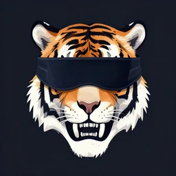 portrait of a cyberpunk blindfolded tiger skull. in style of vector art. film, akira, brush stroke, vibrating colors, hyper detailed. octane render. trending on artstation