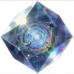 a painting of inside the glass refractive prism of dreams ; a beyond - dimensional fantasy world, in a screenshot from the science fiction anime