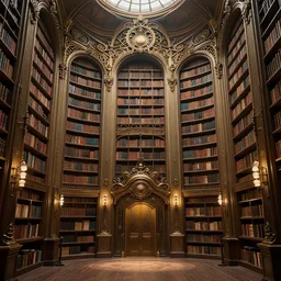 a forever library, art nuveau, steampunk, symmetry, full frame, cinematic light , unreal engine,