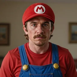 a film still portrait of chris pratt dressed up as mario in real life as a real person, grotesque, disturbing, disgusting, realistic hyperrealistic 4 k resolution 8 k resolution highly detailed very detailed extremely detailed hd quality detailed face very detailed face extremely detailed face trending on artstation, modern portrait, modern photograph, film still