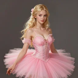 character concept portrait, beautiful blonde fairy woman, wearing a pink romantic tutu, digital painting, concept art, smooth, sharp focus, illustration, trending on artstation, highly detailed, digital rendering by simon bisley