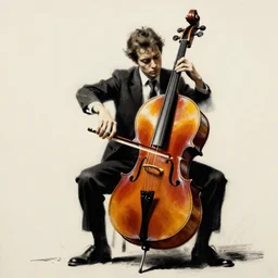 cello violin concert art by banksy and frank frazetta