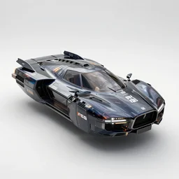 a box - shaped sci - fi flying vehicle made from dark glass and plastic surfaces with kanji decals in the style of bladerunner 2 0 4 9, peugeot prestige, side lights, aerodynamic, super fast, hard surface, studio lighting, octane render, light background