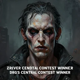 a painting of a man with a creepy look on his face, cyberpunk art by sam spratt, zbrush central contest winner, gothic art, apocalypse art, detailed painting, macabre