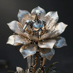 an immaculate ambient occlusion rendering of a biomechanical robot flower hybrid.