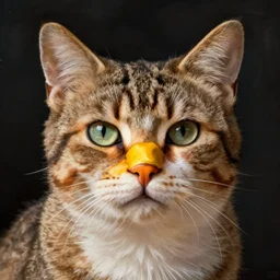 cat with duck face, portrait, primitive style