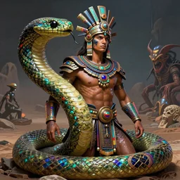 hyper detailed ultra sharp aztec serpent warrior trance man. trending on artstation, warpaint aesthetic, earthwave, colorful, neon, ornate, intricate, digital painting, concept art, smooth, sharp focus, illustration, art by artgerm and greg rutkowski and h. r. giger, 8 k