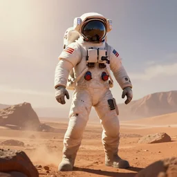 first step on mars, foggy atmosphere, bright, high resolution, fortnite character