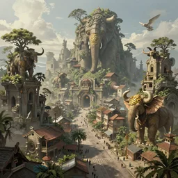 intricate concept art, illustration, fantasy, manila street, large biomes, megafauna, by wlop, hyper realistic, ultra detail, digital painting, artstation, octane render, 8 k, cgsociety