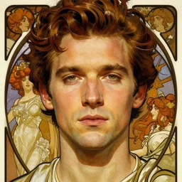 realistic detailed face portrait of rick astley in music video by alphonse mucha, ayami kojima, amano, greg hildebrandt, and mark brooks, art nouveau, neo - gothic, gothic