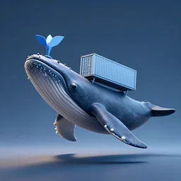 Docker whale with container