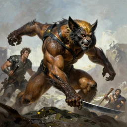 mighty wolverine, by Frank Frazetta, Greg Rutkowski, Boris Vallejo, epic fantasy character art, Exquisite detail, post-processing, low angle, masterpiece, cinematic