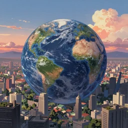 A comit about to hit earth, futuristic city, sunset time, epic, extra detailed, digital illustration, by Makoto Shinkai and thomas kinkade, digital painting, Matte painting, trending on artstation and unreal engine