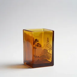 amber napkin holder, studio product photography, isolated on a pure white background, centered, entire object in frame, sharp focus, soft studio lighting