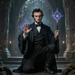 abraham lincon as a sorcerer casting a magic spell