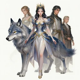 highly detailed full body portrait of a enchanted wolf in the form of a beautiful young princess. d & d, art by donato giancola and ruan jia and carl larsson and magali villeneuve. trending on artstation, intricate details, energetic composition, golden ratio, concept art, illustration, elegant art