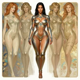 an ultradetailed full body long shot of kim kardashian in detailed futuristic sci - fi bikini armor, intricate, elegant, highly detailed, digital painting, matte, sharp focus, illustration, art by john collier and albert aublet and krenz cushart and artem demura and alphonse mucha