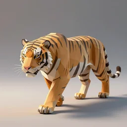 a low-poly octane render of a dream tiger prowling through the spirit world