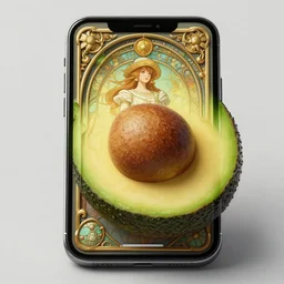photography of a avocado smartphone, deep focus, d & d, fantasy, intricate, elegant, highly detailed, digital painting, artstation, concept art, matte, sharp focus, illustration, hearthstone, art by artgerm and greg rutkowski and alphonse mucha