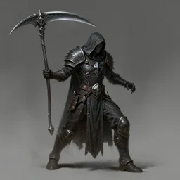 reaper wielding a scythe, full body shot, hood, d & d, dark fantasy, intricate, highly detailed, digital painting, artstation, concept art, matte, sharp focus, illustration, hearthstone, art by greg rutkowski