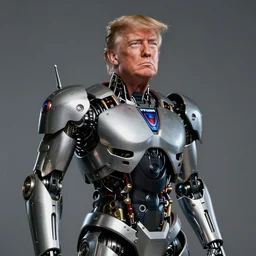 a portrait photograph of Donald Trump as Cyborg King, DSLR photography