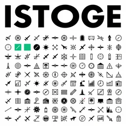 isotype chart showing icons representing aerospace and profits over the past 50 years, mostly black and white with elements of kelly green, red, with a large title using Futura typeface