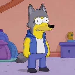 wolf as simpsons character, simpsons style, cartoon