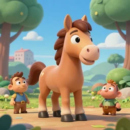 a cartoony horse,  in the style of Rayman origins, michael ancel, Ruan Jia and Mandy Jurgens and Greg Rutkowski, trending on Artstation, award winning, unreal engine, octane render H 1024