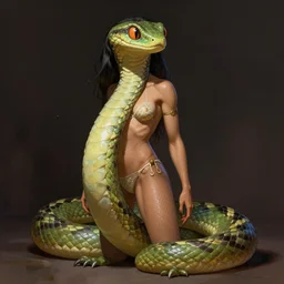 the uneducated female anthropomorphic viper. she has an amazonian build. in the style of frank frazetta in the style of leonard boyarsky trending on artstation deviantart pinterest photorealistic hd 8 k highlights and shadow detailed high resolution
