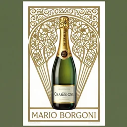 italian art nouveau - mario borgoni, 1 9 2 3, poster for champagne