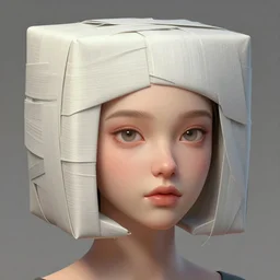 perfectly detailed portrait beauty girl hairstyle cube wrapping around head, cute eyes, smooth, digital painting, by greg rutkowski and hr giger, zbrush, trending on artstation