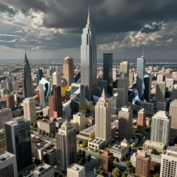 biomorphic deconstructed city, hyperrealistic illustration masterpiece, lee madgwick jason limon, dramatic lighting, long shot, wide angle, uhd 8 k, sharp focus