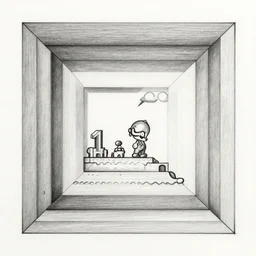 super mario bros world 1 - 1, pencil drawing by mc escher