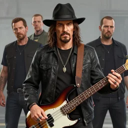 highly detailed portrait of lemmy kilmister with a hat and bass guitar in gta v, stephen bliss, unreal engine, fantasy art by greg rutkowski, loish, rhads, ferdinand knab, makoto shinkai and lois van baarle, artgerm, pixar, ilya kuvshinov, rossdraws, tom bagshaw, global illumination, radiant light, detailed and intricate environment