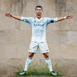 Christiano Ronaldo as a stone wall painting