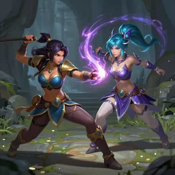 Mirana from dota fighting Luna from Dota