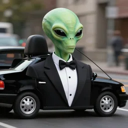 sign of a tv show about an alien that knows to richard stallman riding a car with shape of tux