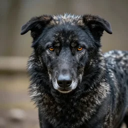 portrait of a black wolfhound, beautiful, hyper realistic, highly detailed