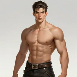 handsome male, muscle, highly detailed, d & d, fantasy, highly detailed, digital painting, trending on artstation, concept art, sharp focus, illustration, global illumination, ray tracing, realistic shaded, art by rachel walpole and jeszika le vye