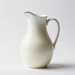 ivory milk jug, professional product shot, isolated on a pure white background, centered, entire object in frame, sharp focus, soft studio lighting
