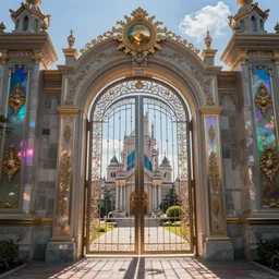 The gate to the eternal kingdom of iridescence, fantasy, digital art, HD, detailed.