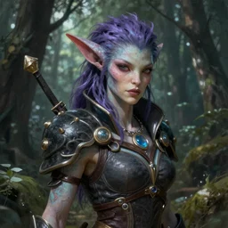 A hyper real comic book style portait painting of a beautiful alien creature in the woods, unreal 5, hyperrealistic, octane render, cosplay, RPG portrait, dynamic lighting