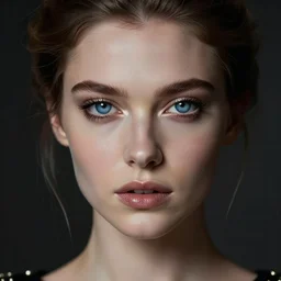 queen of the night staring in the camera with steel blue eyes