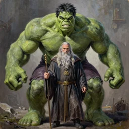the hulk starring as gandalf in lord of the rings, oil on canvas, intricate, 8 k highly professionally detailed, hdr, cgsociety