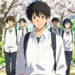 boy's love anime high school scene spring noon setting, high detail concept art, perfect proportions good looking face, realistic shaded lighting poster ilya kuvshinov, katsuhiro, jeremy lipkin and michael germash, makoto shinkai, loish and clamp style, trending on art station, best selling artist