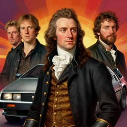 formal portrait of john james audubon. digital art by eugene de blaas, ross tran, and nasreddine dinet, vibrant color scheme, intricately detailed, in the style of romanticism, cinematic. delorean background. artstation, greg rutkowski