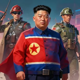 dprk, kim jong un, sharp focus, d & d, epic retrowave art, masterpiece, trending on art station, fantasy, digital painting, highly detailed, 8 k realistic, dof, art by artgerm, greg rutkowski, sasoura, satchely, no distorsion