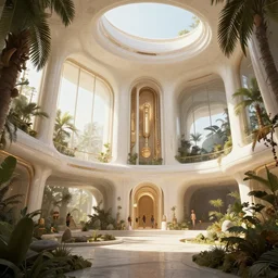 aztec steampunk jungle temple, by tim blandin and arthur haas and bruce pennington and john schoenherr, big windows architecture by zaha hadid, octane render, warm colour scheme, white, cinematic, scenery, cgsociety, modernism, futuristic, trending on artstation, sci - fi, high detail, high quality, close up angle