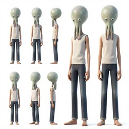 various character sheets with character designs for a tall character with a squid for a head wearing vampire clothing made from dark wispy smoke made as an enemy in Splatoon by nintendo