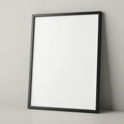 3 d render of a framed poster mock - up, poster is at an angle on a neutral - colored background, interior design template
